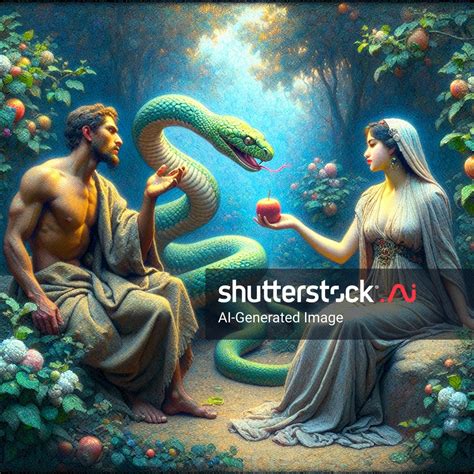 Biblical Garden Eden Serpent Between Adam AI-generated image 2507589643 ...