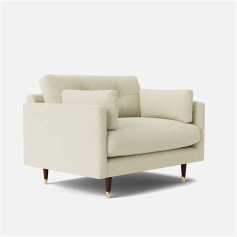 Craftsmill Zane Accent Chair: Plush Bouclé Luxury, Premium Solid Wood ...