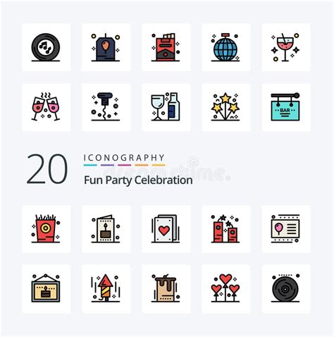 20 Party Line Filled Color Icon Pack Like Holiday Party Cards Holidays ...