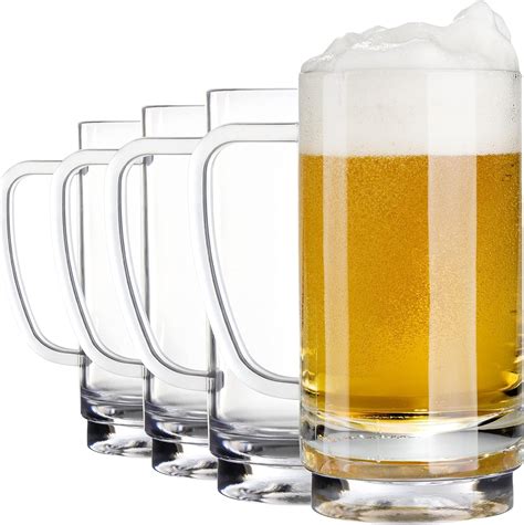 Amazon.com | Youngever 4 Pack 16 Ounce Beer Glasses, Reusable Plastic ...