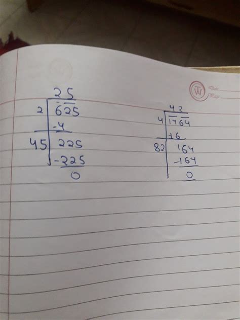 find the square root of 625 and 1764 by divisibility method - Brainly.in