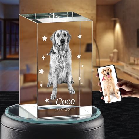 3D Crystal Photo Pet With Star, Personalized Pet Memorial Gift, Loss of ...