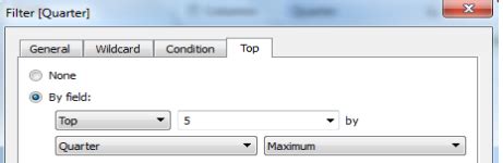 Tableau Expert Info: Scenario 1 (Mapping 5 parameters to top 5 Quarters)