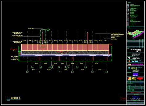 Tennis Court Layout Plan and Sections Details Autocad