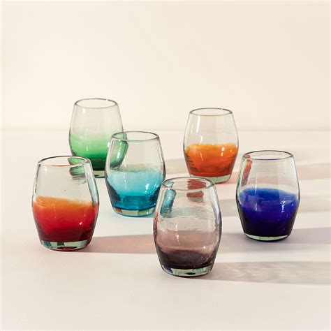 Multicolor Ombre Stemless Wine Glass Set | wine glasses | UncommonGoods