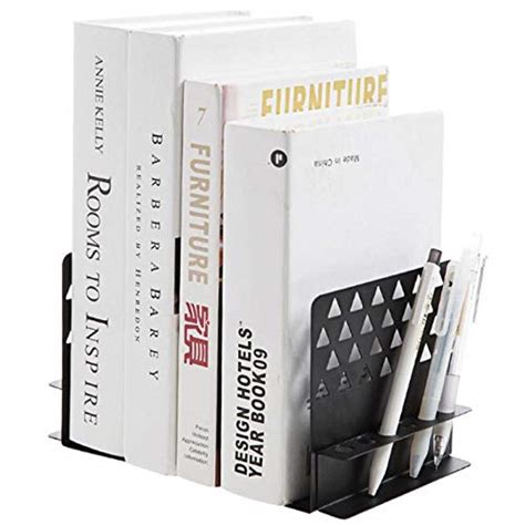 INDIAN DECOR 420100 Metal bookend with Pen Holder, Desk Organizer ...