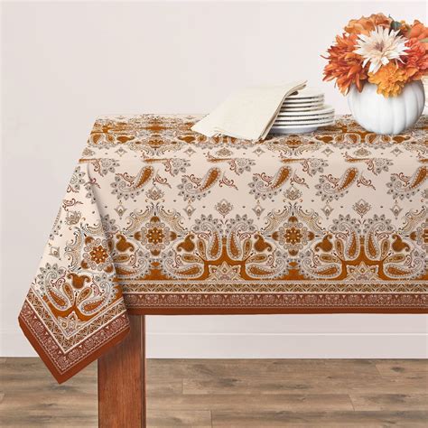 Fall Tablecloth, Thanksgiving Tablecloth with Paisley Print Waterproof ...