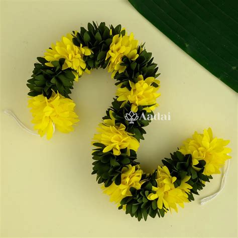 Reusable Fabric Flower String - Yellow With Green – Aadai Alangaram