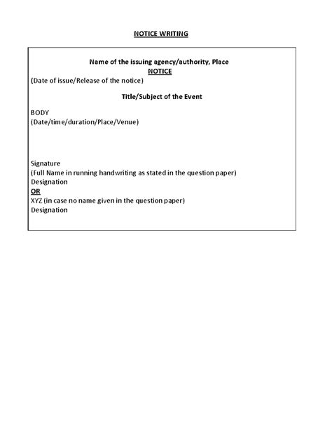 XII Writing Skills: Formats and Sample Notices for Events - Studocu
