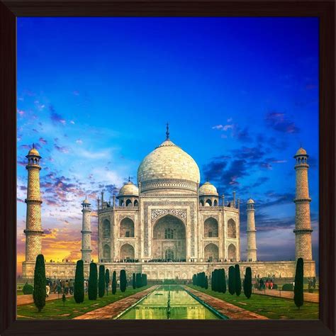 ArtzFolio Taj Mahal Sunset India D3 Canvas Painting Dark Brown Wood ...