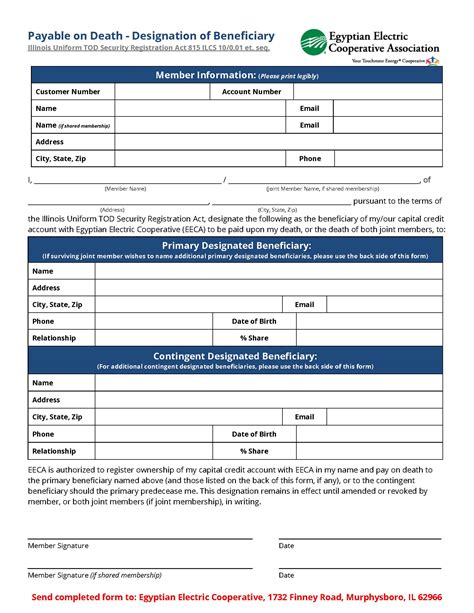 Capital Credit Beneficiary Form – Egyptian Electric Cooperative