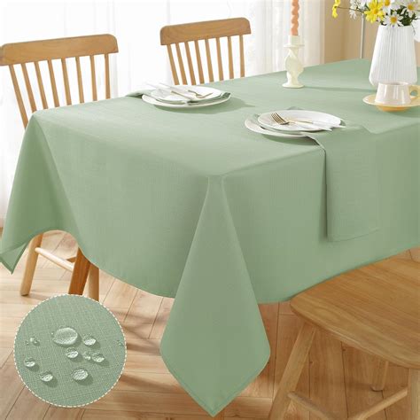 SASTYBALE Textured Rectangle Tablecloth Waterproof Wrinkle Free Fabric ...