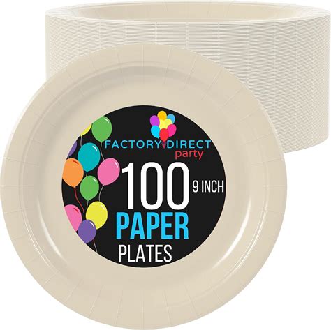 Amazon.com: Exquisite Ivory Paper Plates 9 Inch 100 Count - Ivory 9 ...