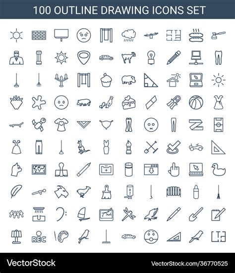 Drawing icons Royalty Free Vector Image - VectorStock