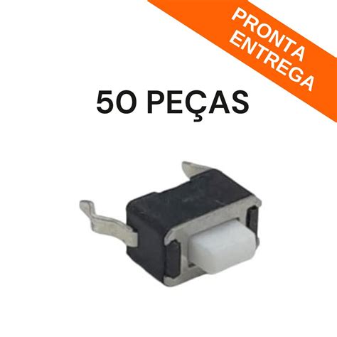 Kit 50 Peças - Chave Táctil Push Button PTH 2 Terminais 3x6x4,3 KFC-A06 ...