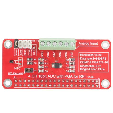 16 Bits ADS1115 ADC Analog to Digital Module for Raspberry Pi 3/2/B ...