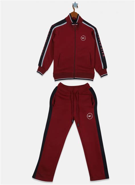 Buy Boys Maroon Printed Tracksuit Online in India - Monte Carlo