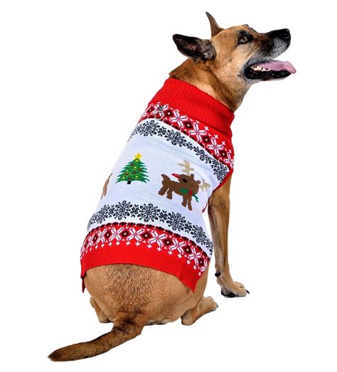 SOCAL LOOK Dog Christmas Sweater Acrylic Ugly Xmas Jumper with Leash ...