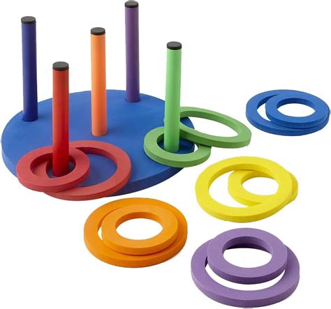 GISCO 16 Pc Foam Ring Toss Game, Fun Throwing Game for Indoor/Outdoor ...