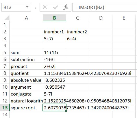 Image result for Display Complex Number Excel
