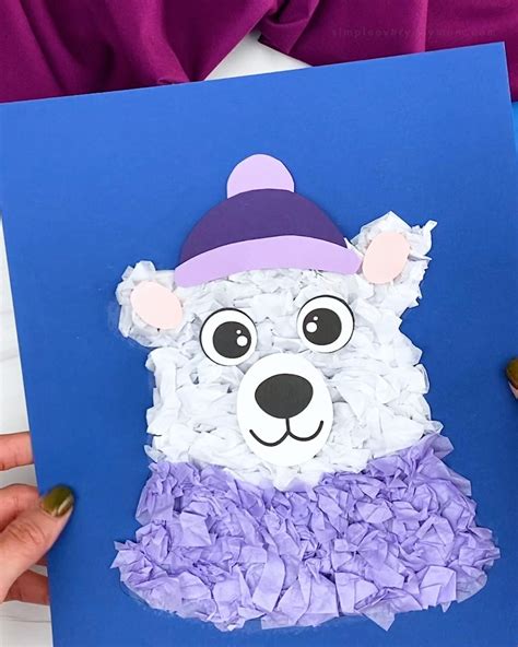 Tissue paper polar bear craft for kids – Artofit