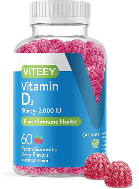 Buy Vitamin D3 Gummies 2000 IU 50mcg Regular Strength VIT D Chewable ...