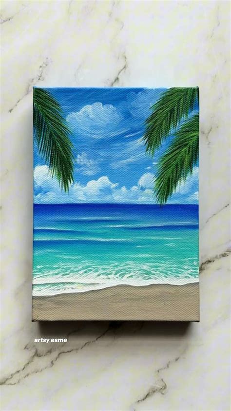 Best 13 Small Original Acrylic Beach Painting Palm Tree Art 5×7 – Etsy ...