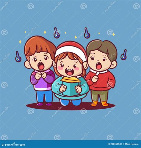 Kids Singing a Christmas Carol Illustration Stock Illustration ...