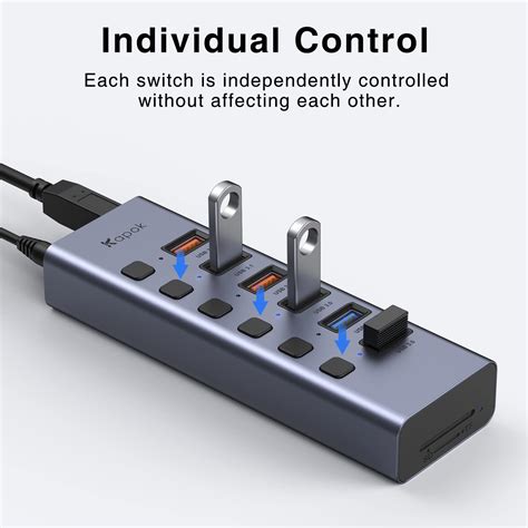 Buy Universal Powered USB Hub 3.1,Kapok 8-Port Aluminum USB Splitter ...