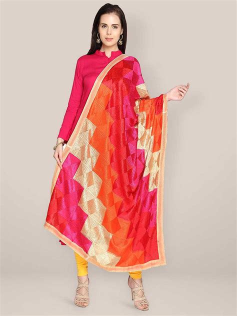 Multicolour Chiffon Phulkari Dupatta Dupatta Bazaar
