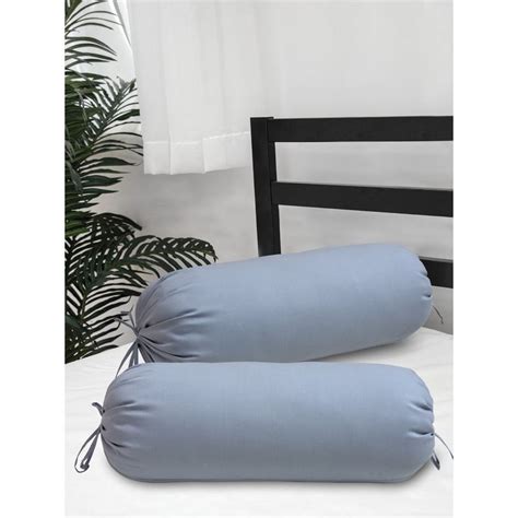 Buy The Home Story Cotton Bolster Covers Set of 2 300 TC Grey Online