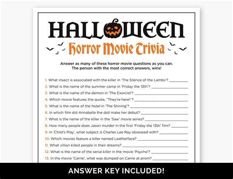 Printable Scary Movie Trivia Questions And Answers - Free Printable Worksheets for Fun & Learning