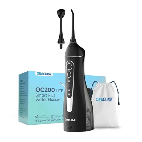 ORACURA® Smart PLUS Water Flosser® OC200 LITE Black with 2 Nozzle tips ...