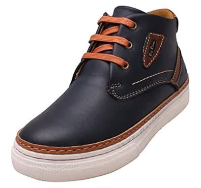 Big Boon Men's Blue Leather High Top Shoes - 10 UK : Amazon.in: Shoes ...