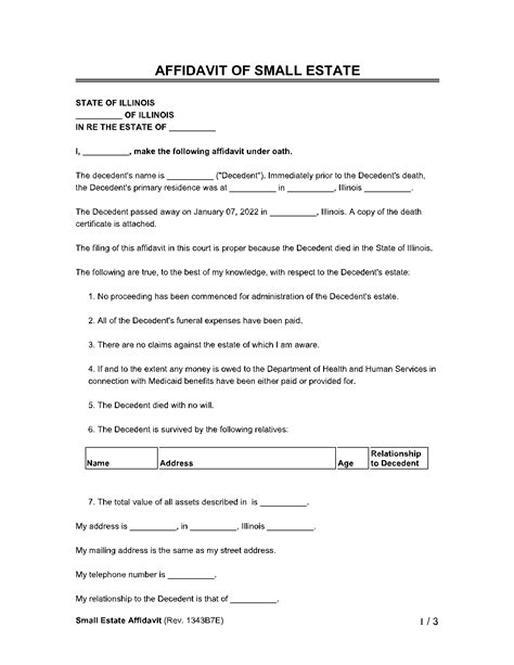 Illinois Small Estate Affidavit 1