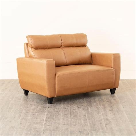 Buy Helios Emily Faux Leather 2-Seater Sofa - Beige from Helios by Home ...