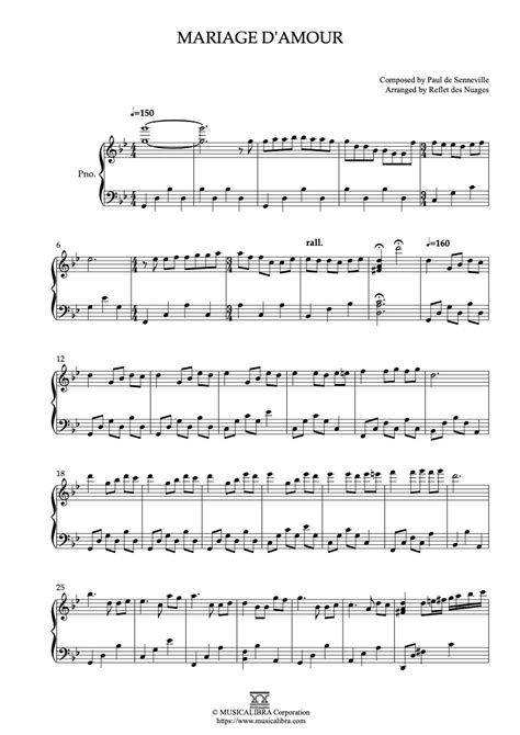 [PIANO SOLO SHEET MUSIC] Mariage d'amour : Musicalibra