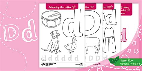 Letter D Colouring Pages