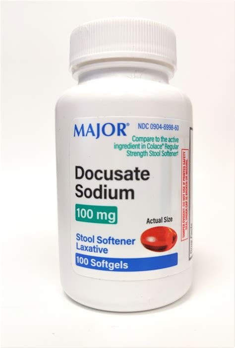Major Docusate Sodium 100mg Stool Softener Laxative - 100 Softgels - R | Silver Rod Pharmacy