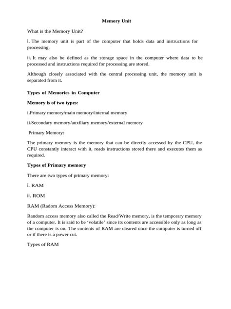 Image result for Memory Unit