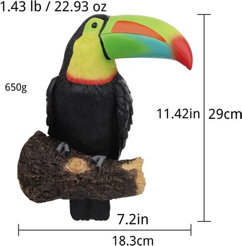 Buy Resin Bird Figurine Multicolor Toucan Tree Hugger Garden Statue ...