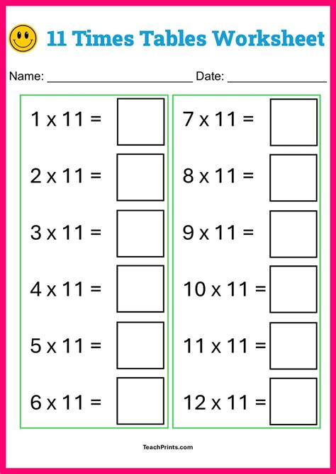 Time Table Worksheet Printable Times Table | Multiplication Table