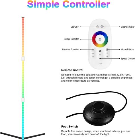 Decoration Playroom Living Room Standing Lamp Led Corner Music Sync Rgb ...