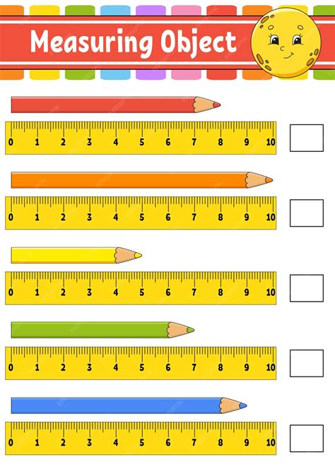Premium Vector | Measuring object with ruler education developing worksheet game for kids color ... - Rule Measurement