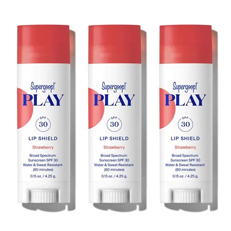 Amazon.com : Supergoop! PLAY Lip Shield SPF 30 with Strawberry - 3 Pack ...