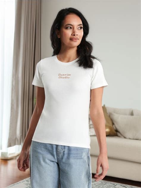 Tricou cu inscripție Culoare crem - SINSAY - 8351J-01X