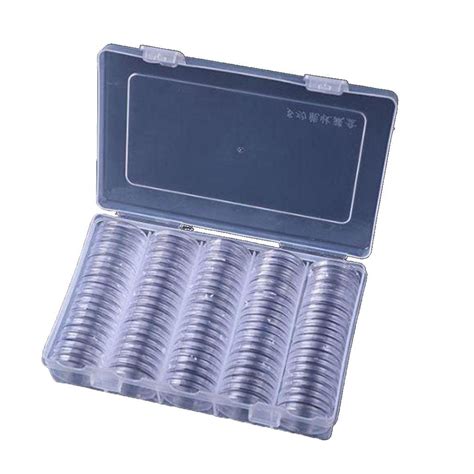 100x Plastic Coin Capsules Coin Storage Boxes Container Display Case ...
