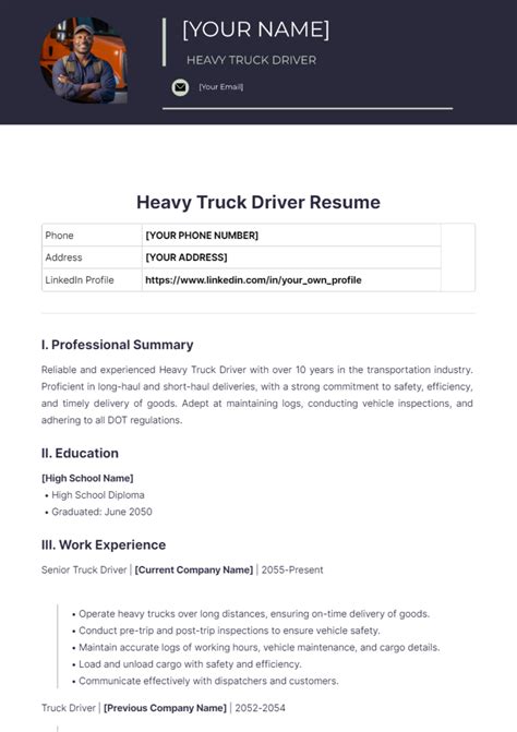 Heavy Truck Driver Resume Truck Driver Resume Example | Jobseeker