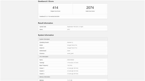 Pixel 6 Pro Benchmark 的图像结果