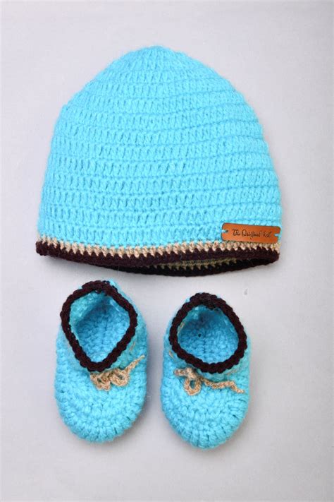 Handmade Cap with Booties- Blue – The Original Knit